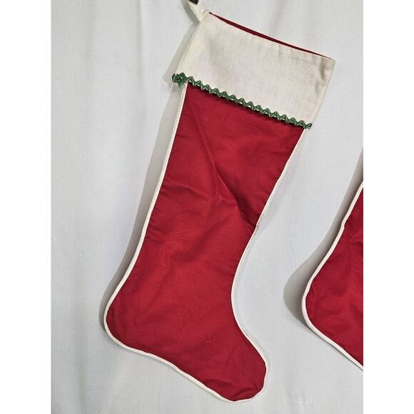 Set Of 2 Vtg Classic Red & White Basic Lightweight 17" Christmas Stocking Decor - Picture 5 of 6
